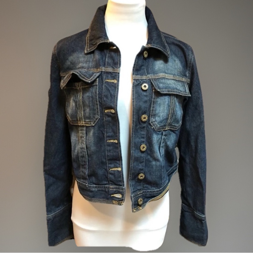 Med / Dark Wash Blue Boho Hippie Festival Chic Layering Denim Jean Jacke
